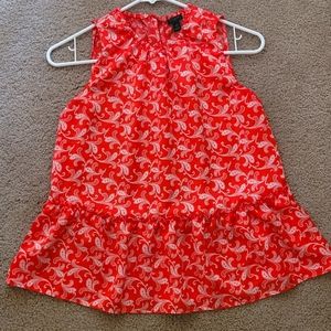 Ann Taylor red satin peplum sleeveless blouse